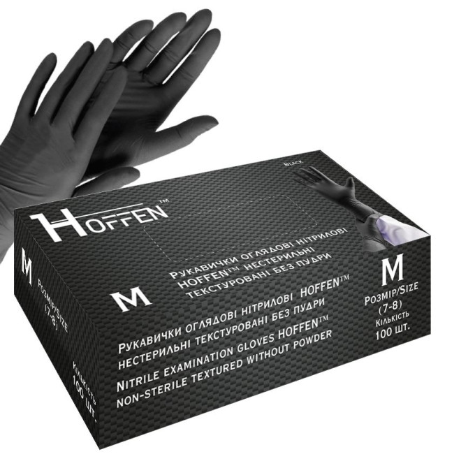 Рукавички нітрилові HOFFEN BLACK розмір M Рукавички нітрилові HOFFEN BLACK розмір M