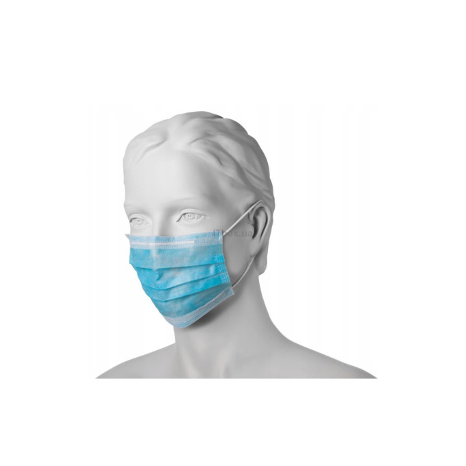 Маска медична Mercator Medical Opero на гумках тришарова 50 шт синя